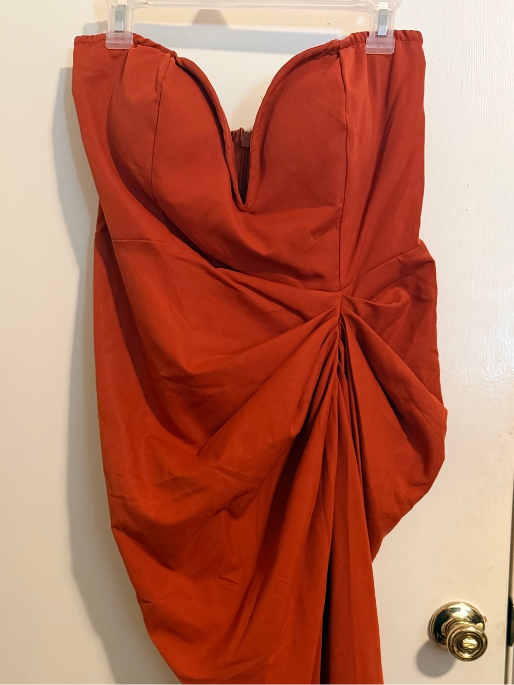 PrettyLittleThing Rust Strapless Draped High-Low Skirt - Picture 7 of 10